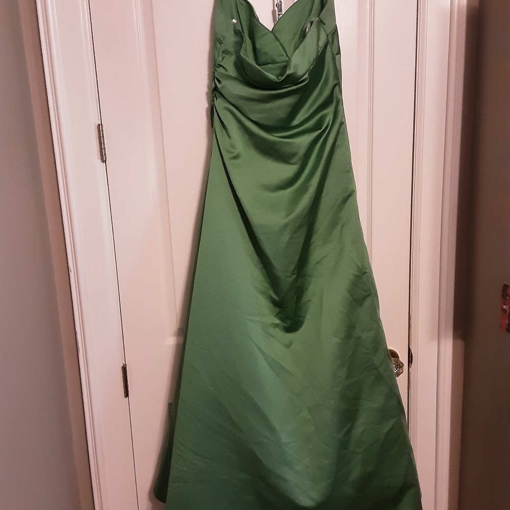 Dave Bridal Strapless Green Satin Dress